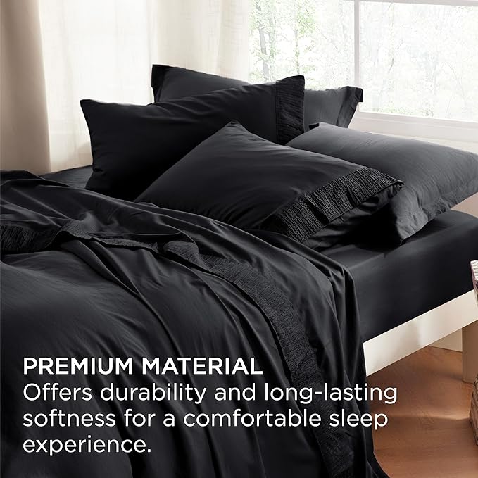 Bedsure Twin XL Sheet Sets Dorm Bedding - 3 Pieces Soft Extra Long Twin Sheets, Hotel Luxury, Easy Care Microfiber for Women, Men, Black
