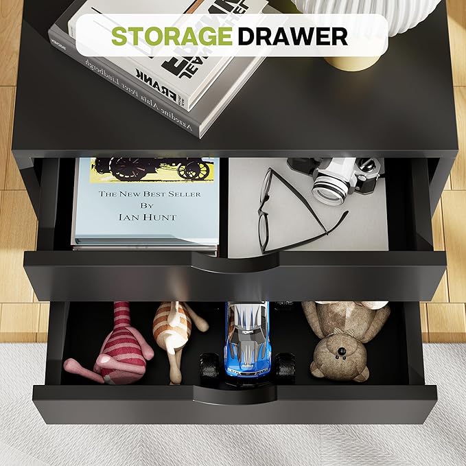 5-Drawer Chest, Office Storage Dresser File Cabinet with Wheels, Mobile Dresser for Home Office, Black