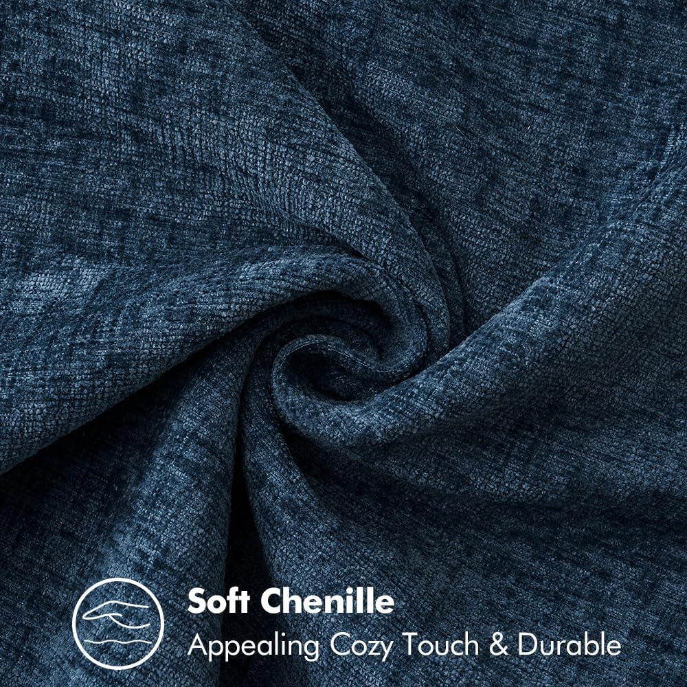 MIULEE Pack of 2 Couch Throw Pillow Covers 20x20 Inch Coastal Navy Blue Farmhouse Decorative Pillow Covers with Stitched Edge Soft Chenille Solid Dyed Spring Pillow Covers for Sofa Bed Living Room