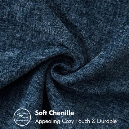 MIULEE Pack of 2 Couch Throw Pillow Covers 20x20 Inch Coastal Navy Blue Farmhouse Decorative Pillow Covers with Stitched Edge Soft Chenille Solid Dyed Spring Pillow Covers for Sofa Bed Living Room