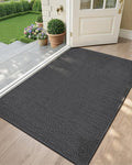 Color&Geometry Ultra-Thin Indoor Door Mat, 48"x72" Low-Profile Non-Slip Entryway Rug with Modern Geometric Texture, Washable Doormat for Entrance, Front Doors, Grey (Rolled-up NO Creases)