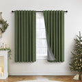 Pitalk Olive Green Blackout Curtains 63 Inch Length 2 Panel for Boys Bedroom Kids Nursery Decorative Linen Room Darkening Grass Forest Green Curtains Sound Draft Cold Heat Light Blocking Retro Vintage