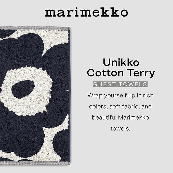 MARIMEKKO Unikko Terry Cotton Guest Towel (Red) – Floral Patterned Guest Towels – 20 in x 12 in