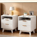 White Nightstand Set of 2, 18" Modern Night Stand with Faux Marble Top, Open Storage Shelf, Curved Edge Bedside Table for Bedroom, End Side Table