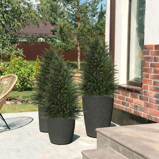 Mavis's Diary Artificial Topiary Ball Tree, Indoor Realistic Faux Boxwood Bush Potted Plants, Outdoor Fake Shrubs Cedar Evergreen Plants for Home Living Room Front Porch Decor (2, 4ft)