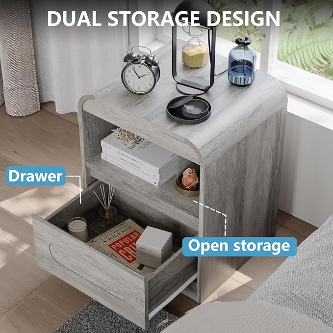 3 Piece Bedroom Set, Dresser and Nightstand Sets for Bedroom, Wood 6 Drawer Dresser & Night Stand Set of 2, Tall Chest of Drawers Modern Storage Cabinet Bedroom Furniture Set, Grey