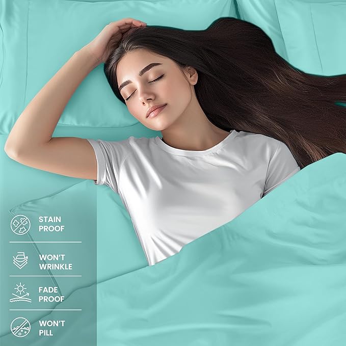 Utopia Bedding Full Bed Sheets Set - 4 Piece Bedding - Brushed Microfiber - Shrinkage and Fade Resistant - Easy Care (Full, Spa Blue)