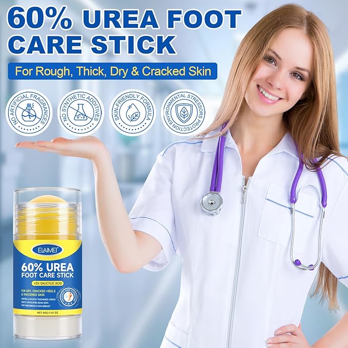 60% Urea Cream Stick with Salicylic Acid 2%, Urea Hydrating Foot Cream, Severe Cracked Heel Repair Restoring Balm, Foot Lotion Repairs and Hydrates Dry and Feet and Hand