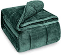 Wemore Sherpa Fleece Weighted Blanket for Adult, 15 lbs Dual Sided Cozy Fluffy Heavy Blanket, Ultra Fuzzy Throw Blanket with Soft Plush Flannel Top, 48 x 72 inches, Green on Both Sides