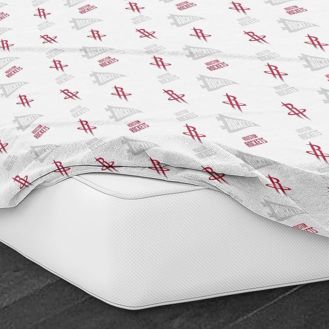 Northwest Officially Licensed Houston Rockets NBA Twin Size Sheet Set – Soft Team Logo Bedding for Dorms, Bedrooms, Fan Caves & Game Day Style
