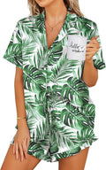 Ekouaer Womens Satin Pajamas Set Button Down 2 Piece Silk Pjs Shorts Set Ruffle Lingerie Notch Collar Sleepwear