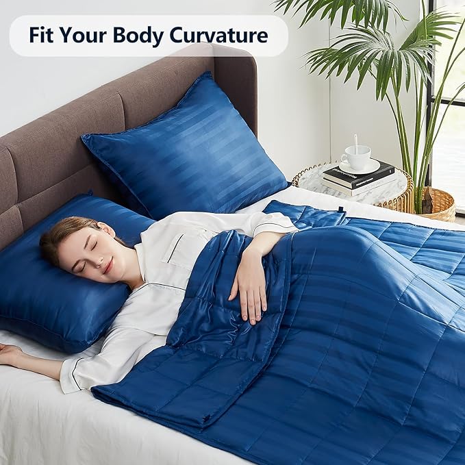 Weighted Blanket Queen Size (60"x80" 15lbs),Ultra Soft and Cozy Cooling Weighted Blanket Queen Size for Adult,Heavy Blanket with Machine Washable Soft Blanket, Navy Blue