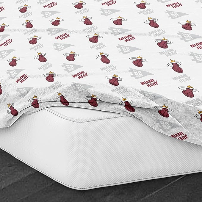 Northwest Officially Licensed Miami Heat NBA Queen Size Sheet Set – Soft Team Logo Bedding for Dorms, Bedrooms, Fan Caves & Game Day Style