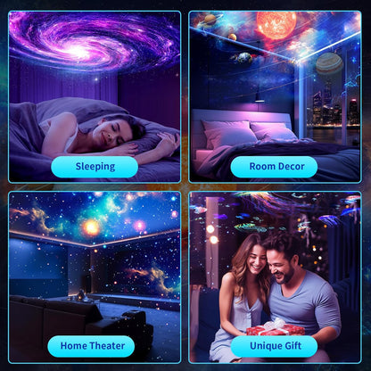[2025 Upgraded] Galaxy Projector, HD Brighter Wider Projection Planetarium Star Projector with 7-Color Night Light Realistic Starry Sky Space Solar System Moon Nebula for Bedroom Ceiling Room Decor