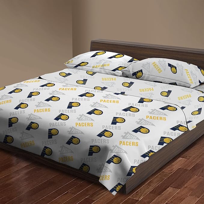 Northwest Officially Licensed Indiana Pacers NBA Full Size Sheet Set – Soft Team Logo Bedding for Dorms, Bedrooms, Fan Caves & Game Day Style