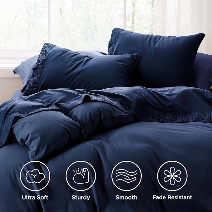 Bedsure Twin XL Sheet Sets Dorm Bedding - 3 Pieces Soft Extra Long Twin Sheets, Hotel Luxury, Easy Care Microfiber for Women, Men, Navy