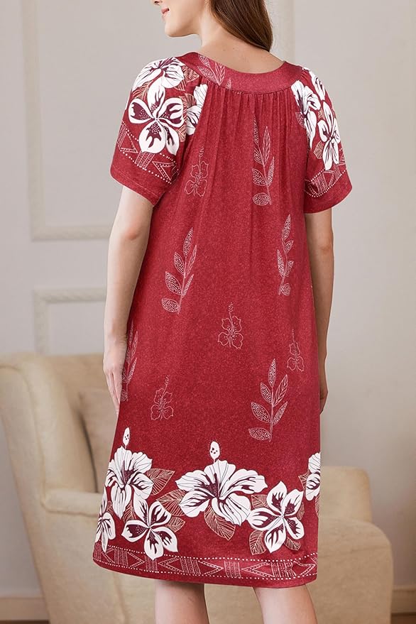 Ekouaer Women Robe Zipper Front Mumu Duster Robes Zip Up Housecoat Soft Sleepwear with Pockets S-3XL