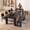 Transformer Table - Solid Wood Extendable Dining Table, Seats 2-12, Extendable Dining Room Table, Space-Saving Furniture, Expandable Dining Furniture (Black, Table + Bench + 4 Chairs)