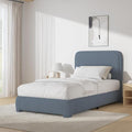 BarnFurin Twin Bed Frames with Headboard,Cloud Boucle Upholstered Platform Bed, Modern Style, Soft Rounded Corners, No Box Spring Needed, Easy Assembly, Blue