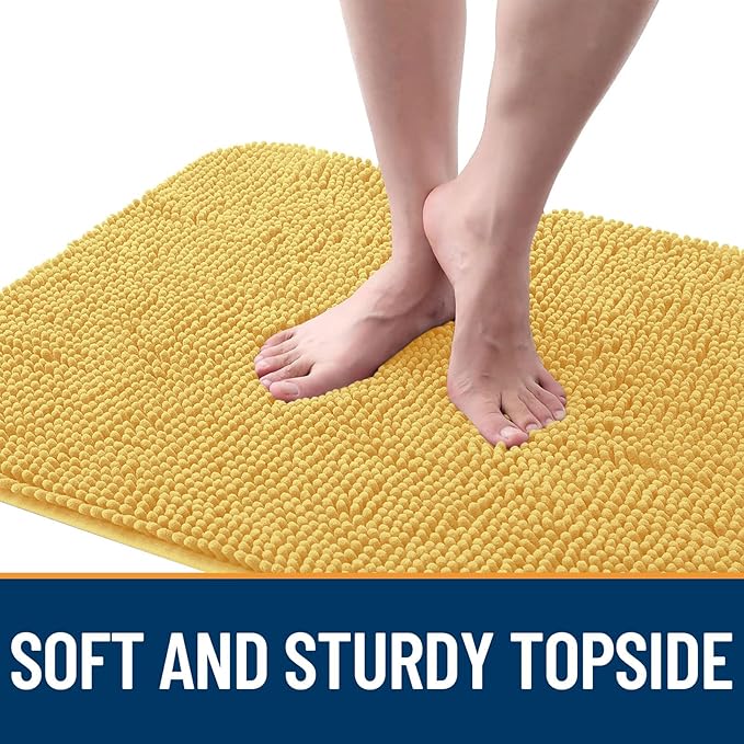 OLANLY Dog Door Mat for Muddy Paws 59x35, Absorbs Moisture and Dirt, Absorbent Non-Slip Washable Doormat, Quick Dry Chenille Mud Mat for Dogs, Entry Indoor Entryway Carpet for Inside Floor, Yellow