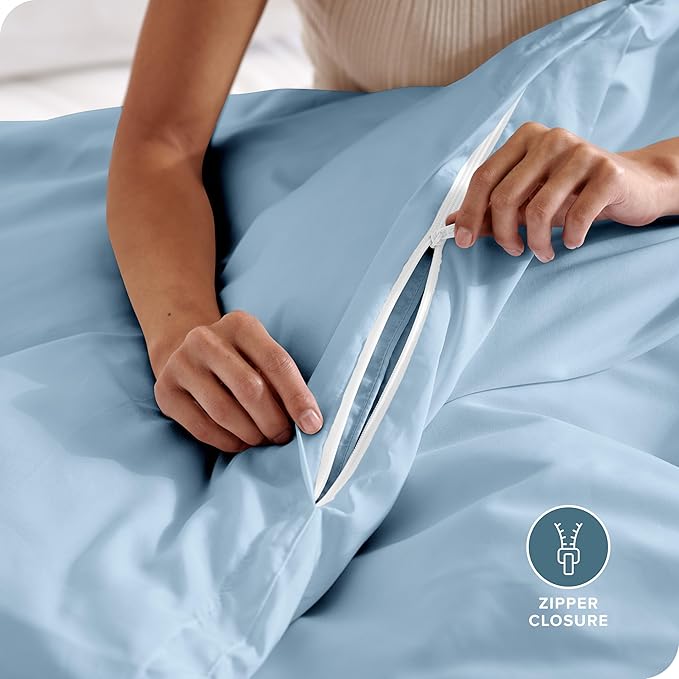 Bare Home Bedding Duvet Cover Queen Size - Premium 1800 Super Soft Collection - Lightweight, Cooling Duvet Cover - Soft Breathable Bedding (Queen, Light Blue)