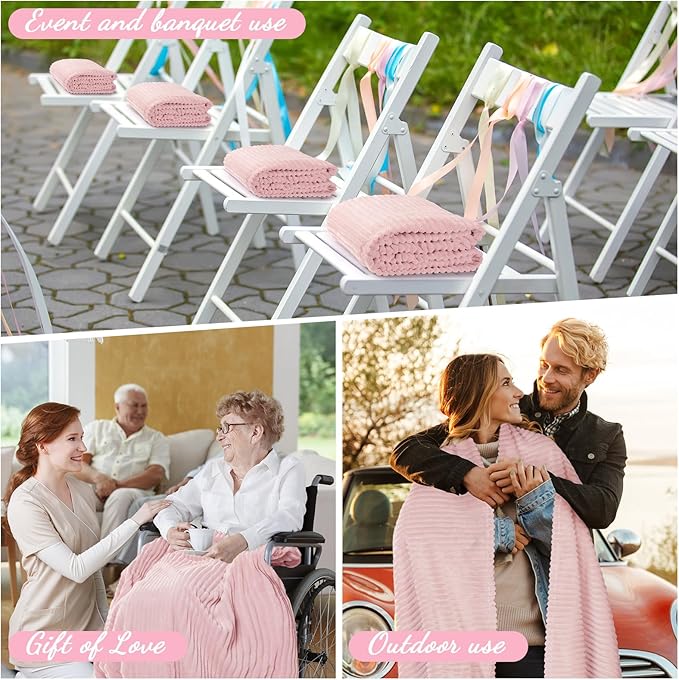 Buryeah Flannel Throw Blanket Bulk 50 x 60 in Sleepover Blanket Outdoor Wedding Throw Lightweight, Oeko-tex Standard 100 Certified for Sofa Homeless Gifts(Light Pink)