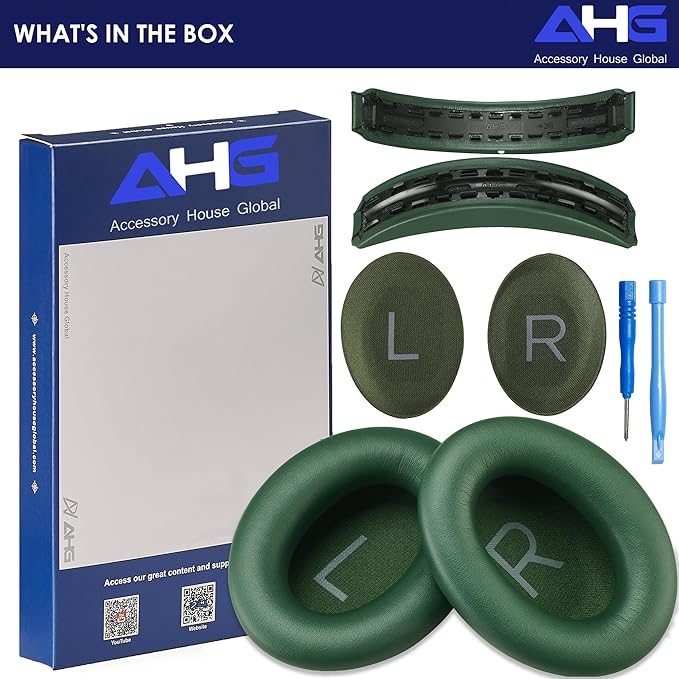 Replacement QC Ear Pad and Headband Pad Kit Cushion. Compatible with Bose QuietComfort 2023 QC45 QCSE QC35 II Noise Cancelling Headphones (Cypress Green). Easy DIY Fit