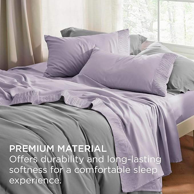 Bedsure Queen Sheet Set - 4 Pieces Soft Queen Size Sheets - Breathable & Cooling - Hotel Luxury - Easy Care Polyester Microfiber Bedding for Women, Men, Lavender