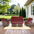 Belord High Back Outdoor Patio Furniture Set - Wicker Outdoor Swivel Rocker Patio Chairs with Sofa and Ottoman, All-Weather Patio Conversation Set for for Patio Deck Backyard