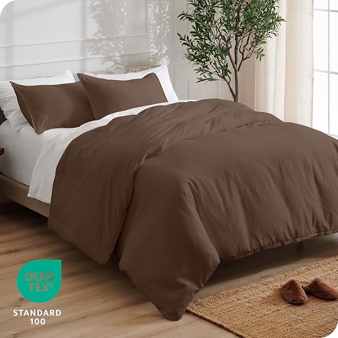 Bare Home Bedding Duvet Cover Extra Long Size - Premium 1800 Super Soft Collection - Lightweight, Cooling - Soft Breathable Bedding Duvet Cover (Twin/Twin XL, Cocoa)