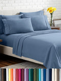 Bare Home Hotel Luxury Full XL Sheet Set, Extra Soft, 6 Piece Set, Deep Pockets, Easy Fit, Cooling & Breathable, Wrinkle, Fade, Stain Resistant, Includes 4 Pillowcases (Full XL, Coronet Blue)