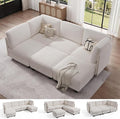 Modular Sectional Sofa with Adjustable Backrest, Convertible L/U-Shaped Sleeper Couch for Living Room, Cloud Sofa Bed Modern Reversible Design, White