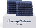Tommy Bahama - Washcloths, Soft & Absorbent Cotton Towels, Low Linting & Fade Resistant, Oeko-Tex Certified (Northern Pacific Dark Blue, 12 Piece)