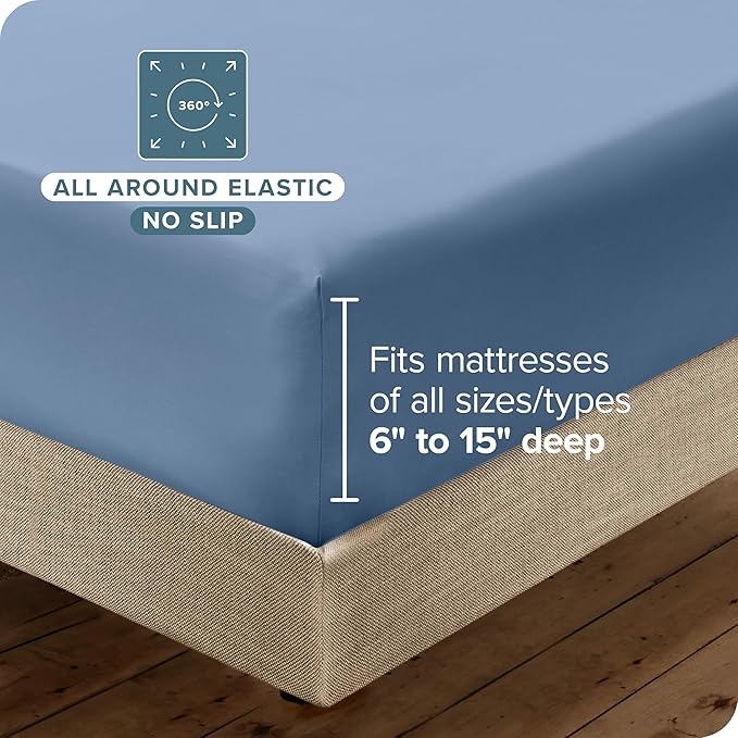 Bare Home Hotel Luxury Twin XL Sheet Set, Extra Soft, 4 Piece Set, Deep Pockets, Easy Fit, Cooling & Breathable, Wrinkle, Fade, Stain Resistant, Includes 2 Pillowcases (Twin XL, Coronet Blue)
