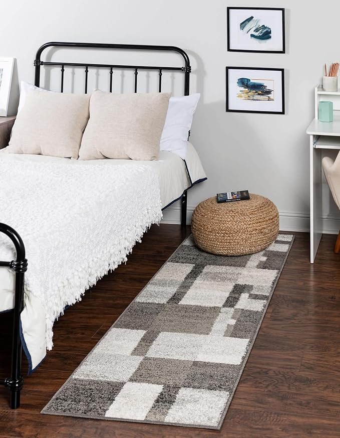 Unique Loom Autumn Collection Area Rug - Providence (2' x 6' 1" Runner, Gray/ Ivory)