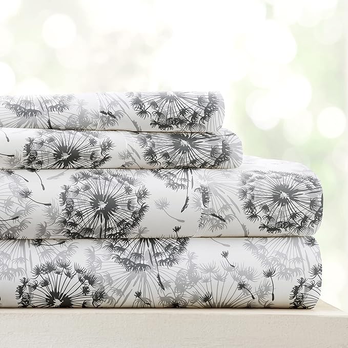Linen Market Double-Brushed Patterned Microfiber Twin Sheet Set 3 Piece – Oeko-TEX Certified Ultra Soft & Wrinkle-Free - 16" Deep Pocket Sheets - Easy Care Twin Size - Make a Wish Light Gray