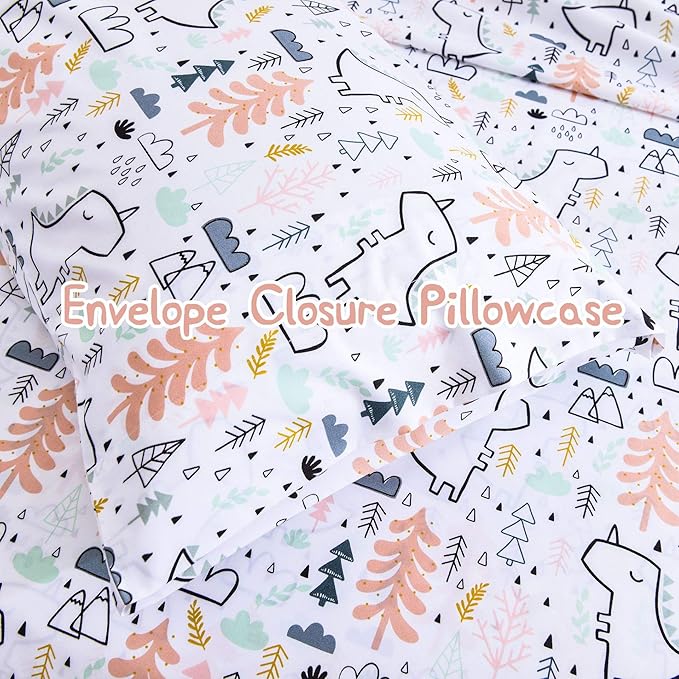 JSD Unicorn Tree Kids Sheet Set Full Size, 4 Piece Printed Microfiber Bed Sheets Deep Pocket