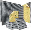 Sonicism Soundproof Wall Panels Self-Adhesive Pyramid 36 Pack,2" X 12" X 12" Acoustic Panels High Density Sound Proof Foam Panels for walls Fast Expand,Sound Absorption & Decoration(Gray)