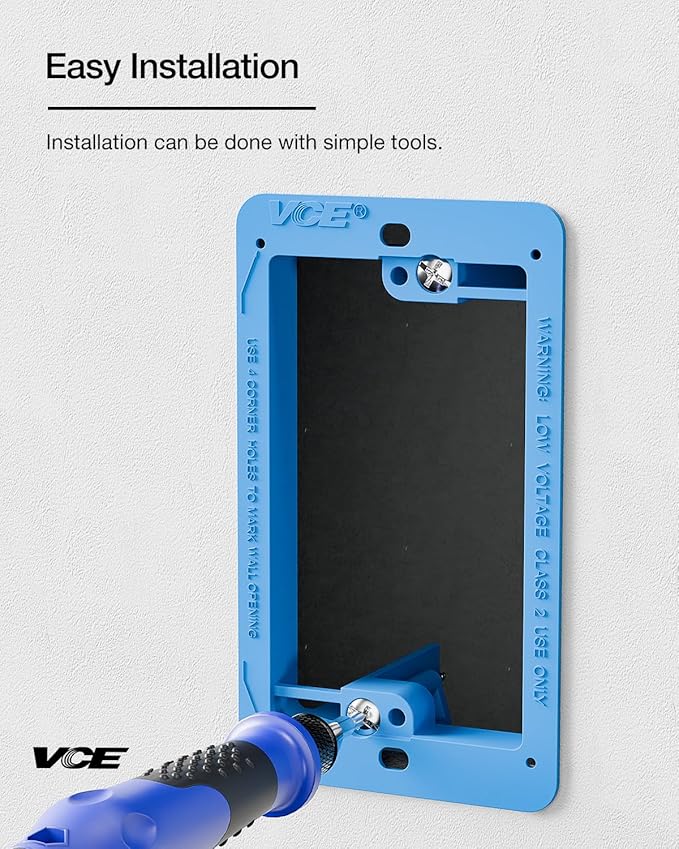 VCE Low Voltage Mounting Bracket Single Gang Wall Plate, Flush Low Voltage Box for Network, HDMI, Coaxial, Speaker, Telephone Cables, Blue, 5 Pack