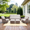 Belord High Back Outdoor Patio Furniture Set - Wicker Outdoor Swivel Rocker Patio Chairs with Sofa and Ottoman, All-Weather Patio Conversation Set for for Patio Deck Backyard