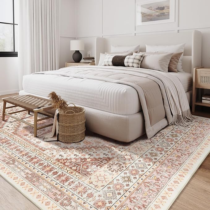zesthome 6x9 Area Rug, Super Soft Washable Rugs for Living Room, Non-Slip Stain Resistant Vintage Rugs, Ultra-Thin Large Area Rugs
