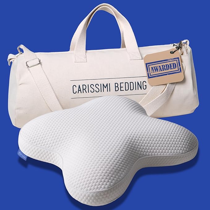 Dreamers Memory Foam Pillow for Side Sleepers – Cervical Neck Pillow for Side and Back Sleepers – Contoured Ergonomic Design for Shoulder and Neck Support - Includes Carry Bag
