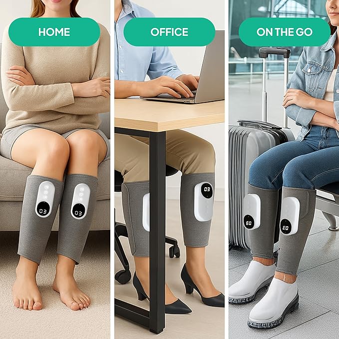 RejuvaFlow 3-in1 Leg Massager - The Official - Triple Method Calf Massager - Adjustable Calf Massager for Everyday Comfort & Relaxation - Dual Pack