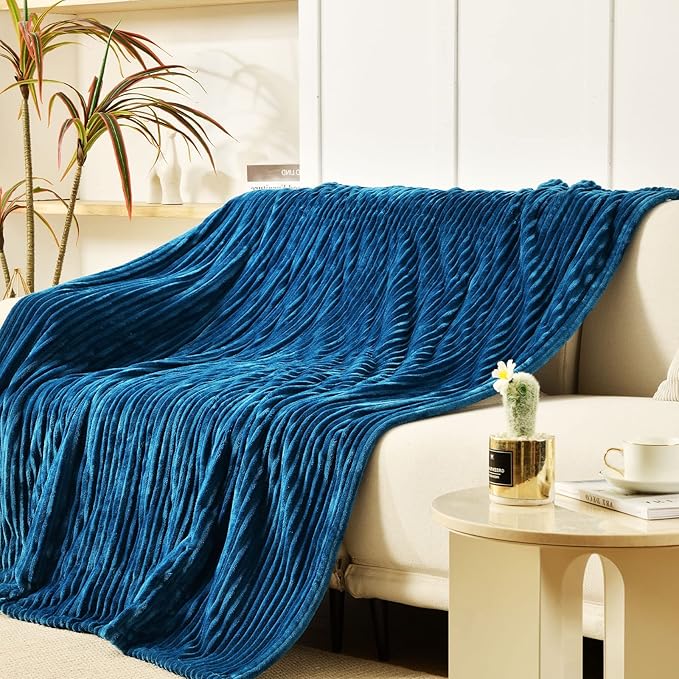 Bearhug Electric Blanket Heated Throw, 50"x60" Ribbed Flannel & Sherpa Fast Heating Blanket, 6 Heating Levels & 4H Auto Off, Over-Heat Protect, ETL, Machine Washable