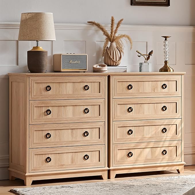 Farmhouse 4 Drawer Dresser for Bedroom, 35" Tall Small Dressers & Chest of Drawers, Rustic Wood Dresser with Metal Handle, Storage Organizer Closet for Living Room, Hallway, Entryway