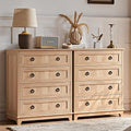 Farmhouse 4 Drawer Dresser for Bedroom Set of 2, 35" Tall Small Dressers & Chest of Drawers, Rustic Wood Dresser with Metal Handle, Storage Organizer Closet for Living Room, Hallway, Entryway