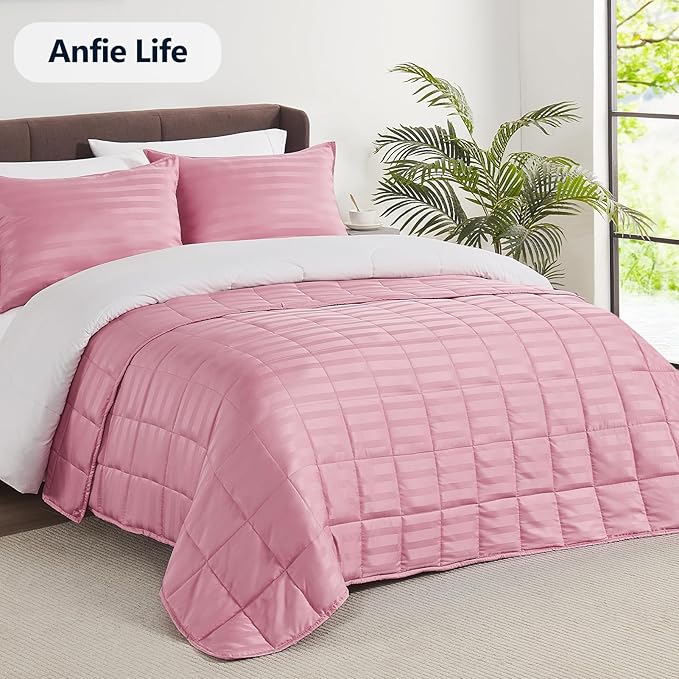 Weighted Blanket Queen Size (60"x80" 25lbs),Ultra Soft and Cozy Cooling Weighted Blanket Queen Size for Adult,Heavy Blanket with Machine Washable Soft Blanket, Pink