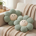 Novabright 2 Pcs Smile Flower Throw Pillows 15" Blue Flower Throw Pillows Decorative Daisy Floor Seating Cushion Aesthetic Cute Seat Cushion for Bed Sofa Couch Home Living Room Bedroom Chair