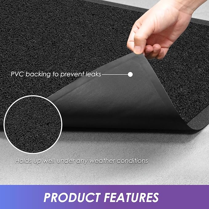 Kuyal Door Mat, 3'x5' Indoor Outdoor Entrance Mat to Trap Dirt and Moisture, Non Slip Waterproof Outdoor Mats, Commercial Floor Inside Outside Entrance, Heavy Duty Durable Welcome Mats, Black