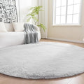 Amazon Basics Fluffy Washable Round Area Rug, Circle Shaggy Carpet for Living Room, Bedroom, Nursery, 6'R, Gray